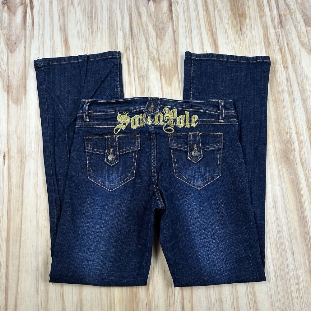 Y2K Southpole Women's Size 9 Bootcut Jeans 30x32 Mid Rise Bling Embroidered VTG